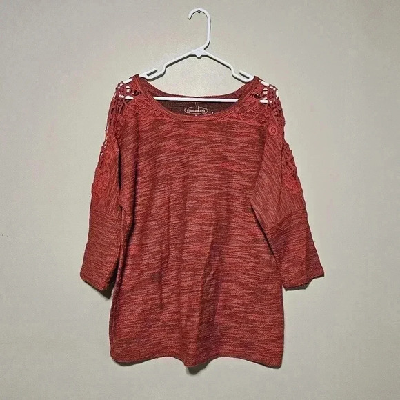 Maurices Sweaters - Maurices Women's Size XL Dolman 3/4 Sleeve Top Cut Out Shoulder Knit Rusty